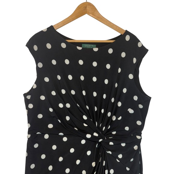 Lauren Ralph Lauren Polka Dot Twist Front Sheath Dress Classic Old Money 18W NEW - Picture 5 of 11